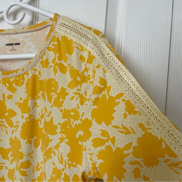 Lands' End Yellow and White 3/4 Sleeve Tunic - Picture 4 of 10